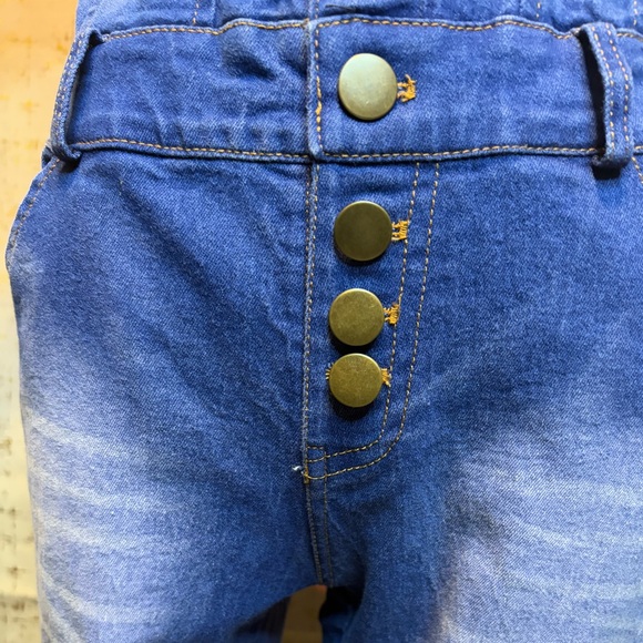 Strapless Blue Denim Women's Overalls - Picture 3 of 6